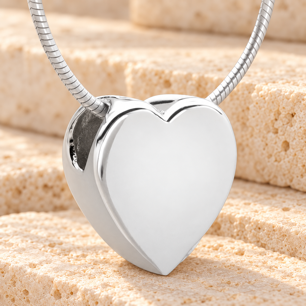 Silver Smooth Heart Cremation Jewelry — main — evr6457ss