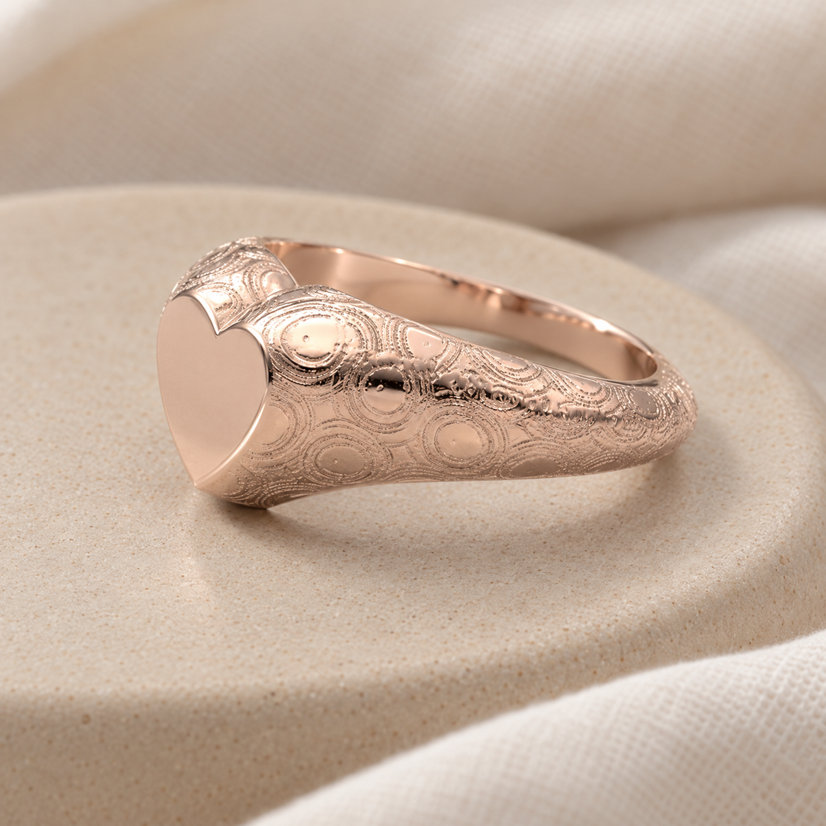 Solid 14K Rose Gold Signet with Pattern Forever Sealed Memorial Ring — alternate view — evr20041krgfs