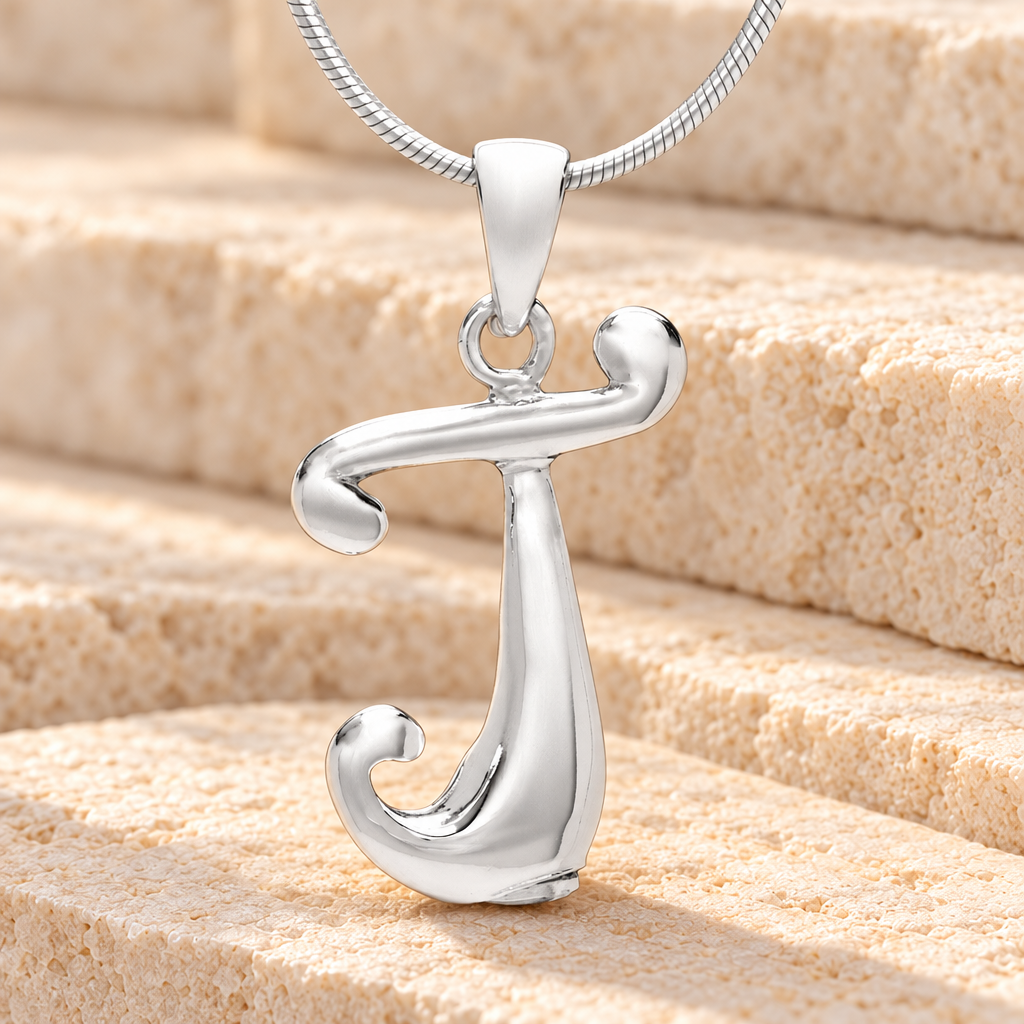 Silver "J" Initial Cremation Jewelry — main — evr6430ss