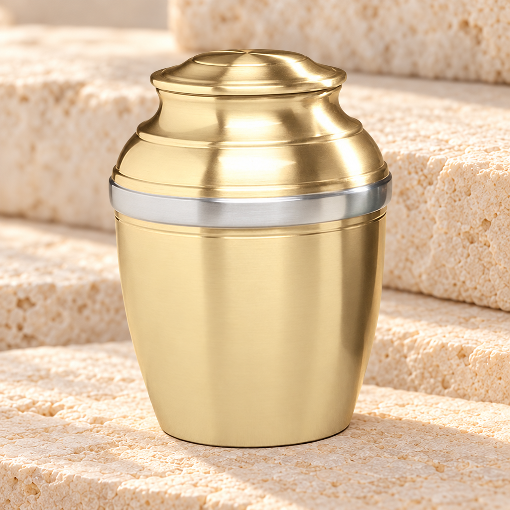 Gold Tranquil Bronze Urn — main — evr5070