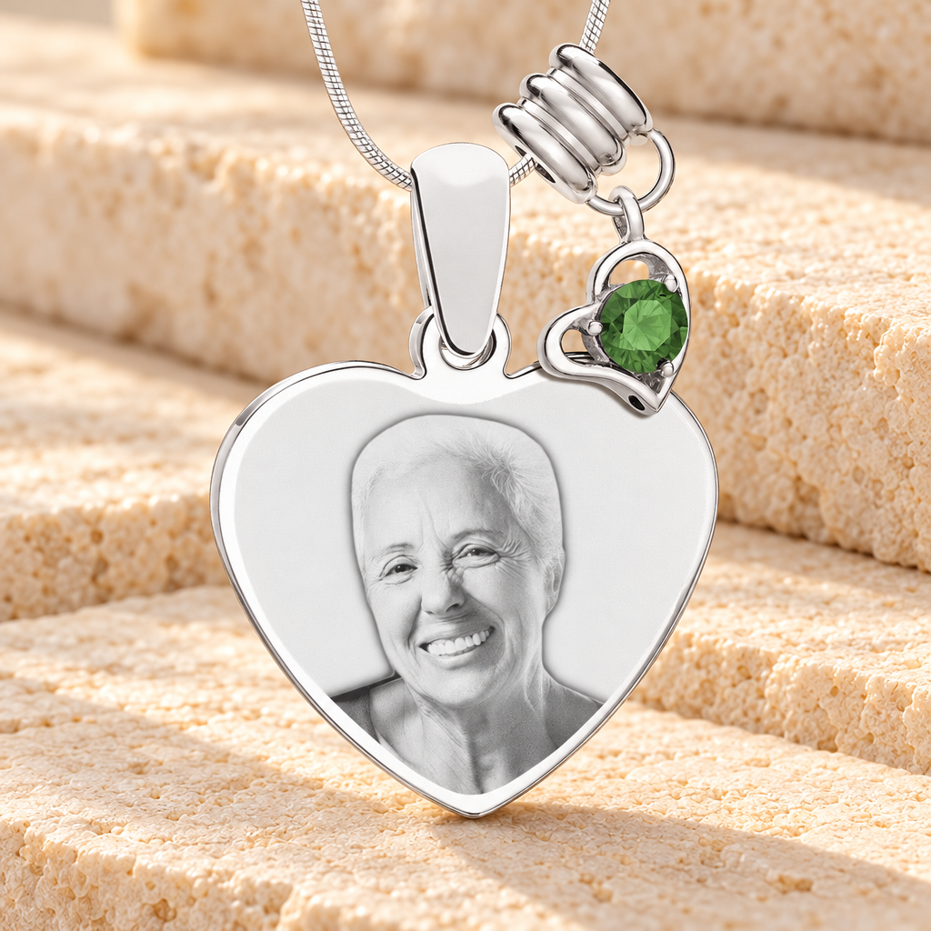 May Heart Photo Engraved Stainless Keepsake — main — evr6402may