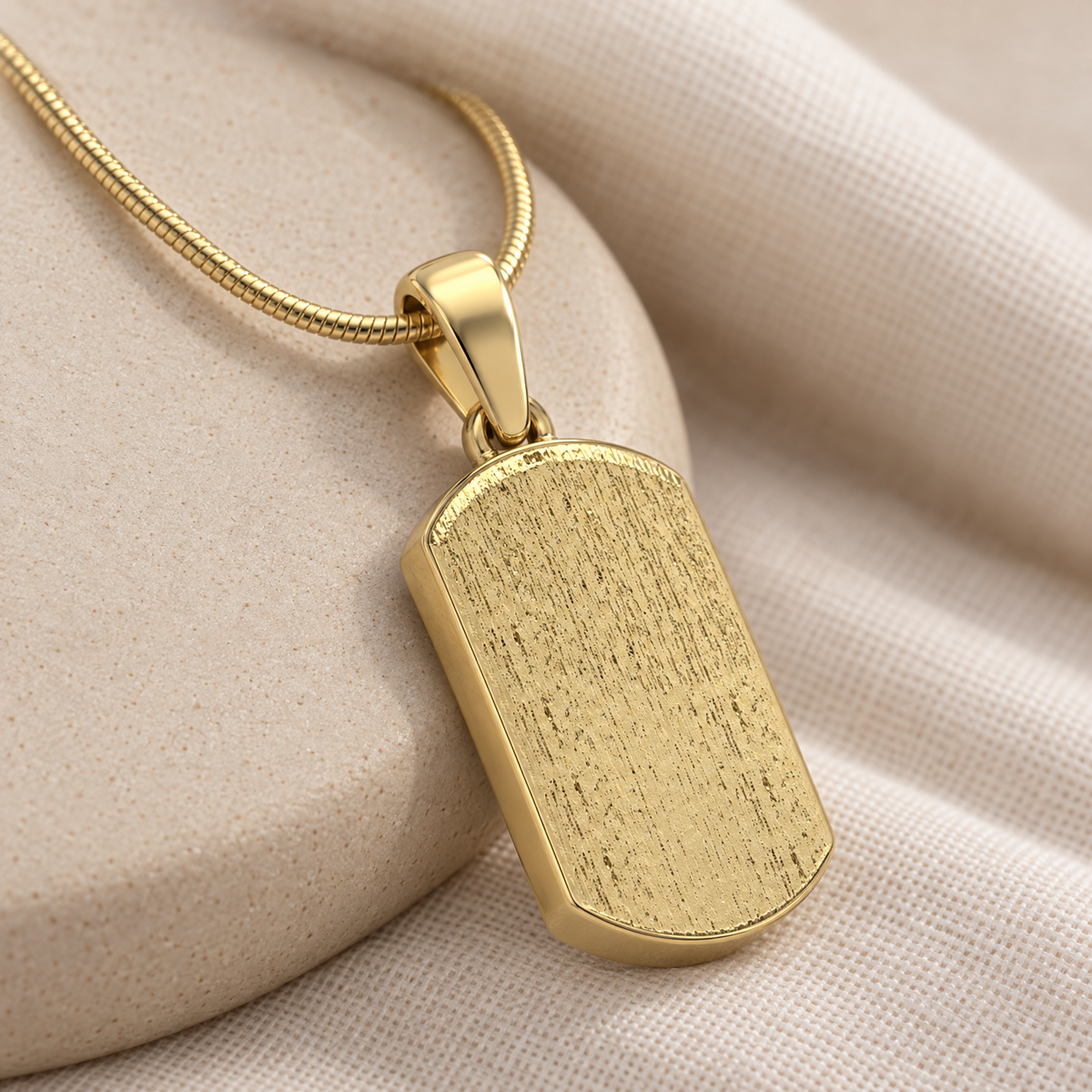 Gold Plated Dog Tag Textured Forever Sealed Memorial Jewelry — alternate view — evr5015gfs