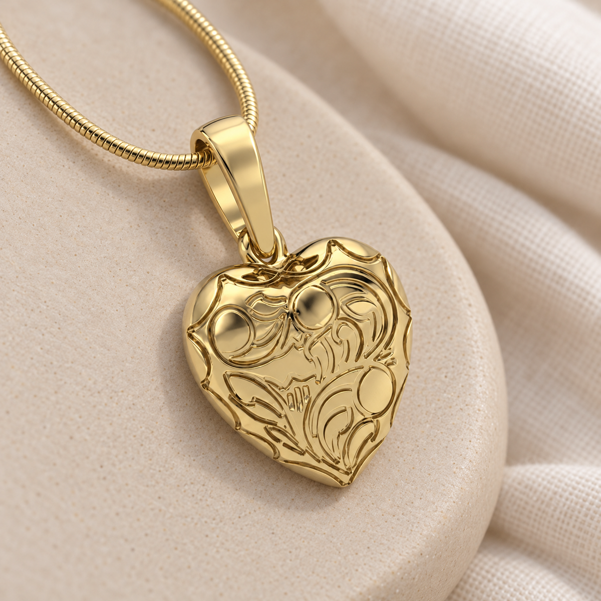 Gold Plated Scrolled Heart Forever Sealed Memorial Jewelry — alternate view — evr20044gfs