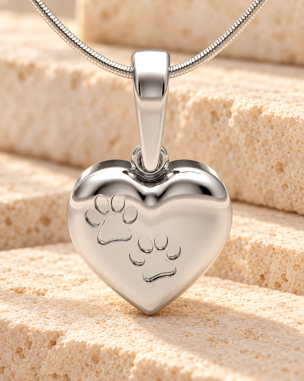 Solid 14k White Gold Paws Heart Forever Sealed Memorial Jewelry — main — evr20049wgfs