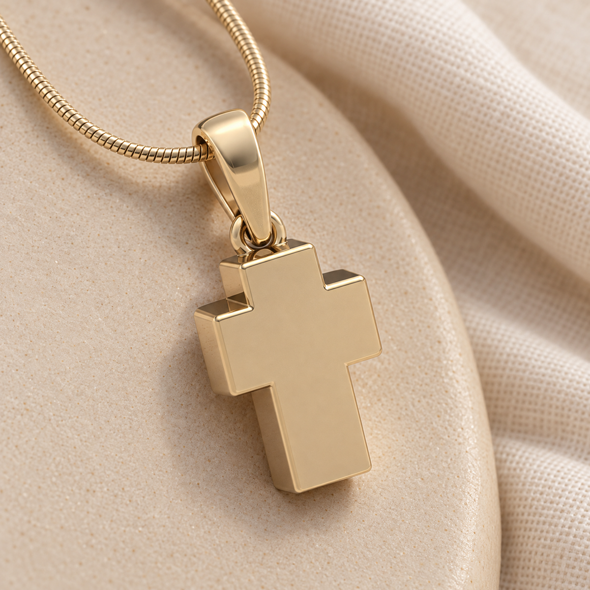 Solid 14K Gold Faithful Cross Forever Sealed Cremation Jewelry — alternate view — evr6452kgfs