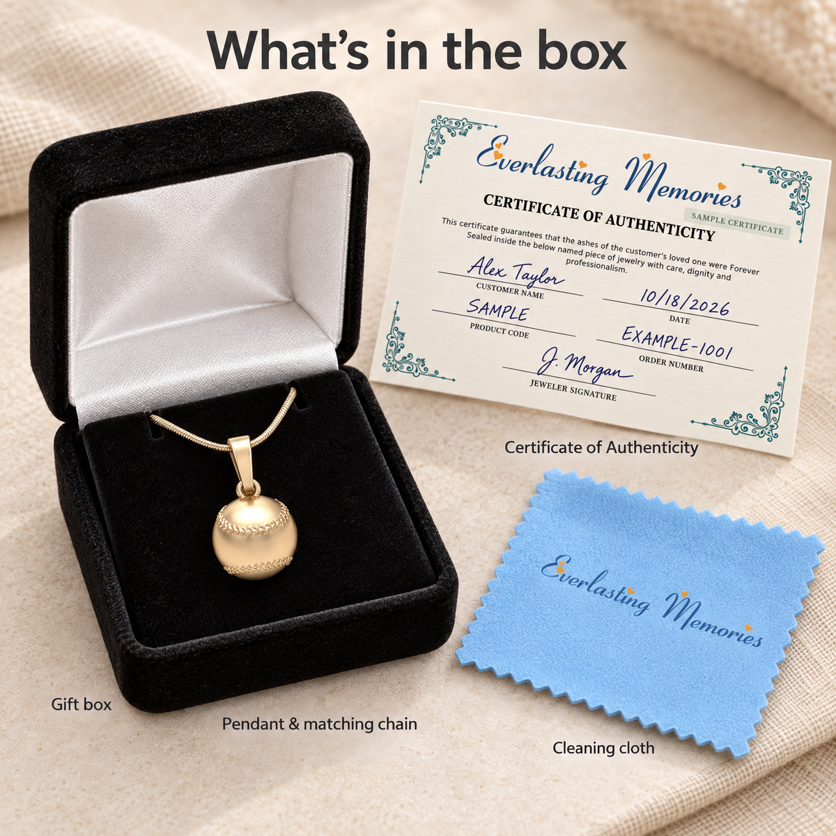 Solid 14k Gold Baseball Forever Sealed Memorial Jewelry — whats in box — evr20045kgfs