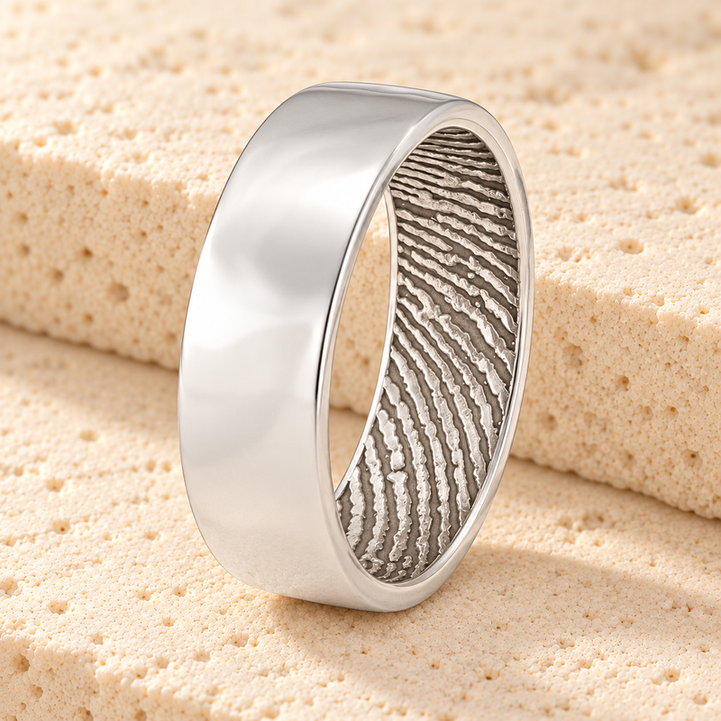 Women's Sterling Silver Shaped Fingerprint Ring