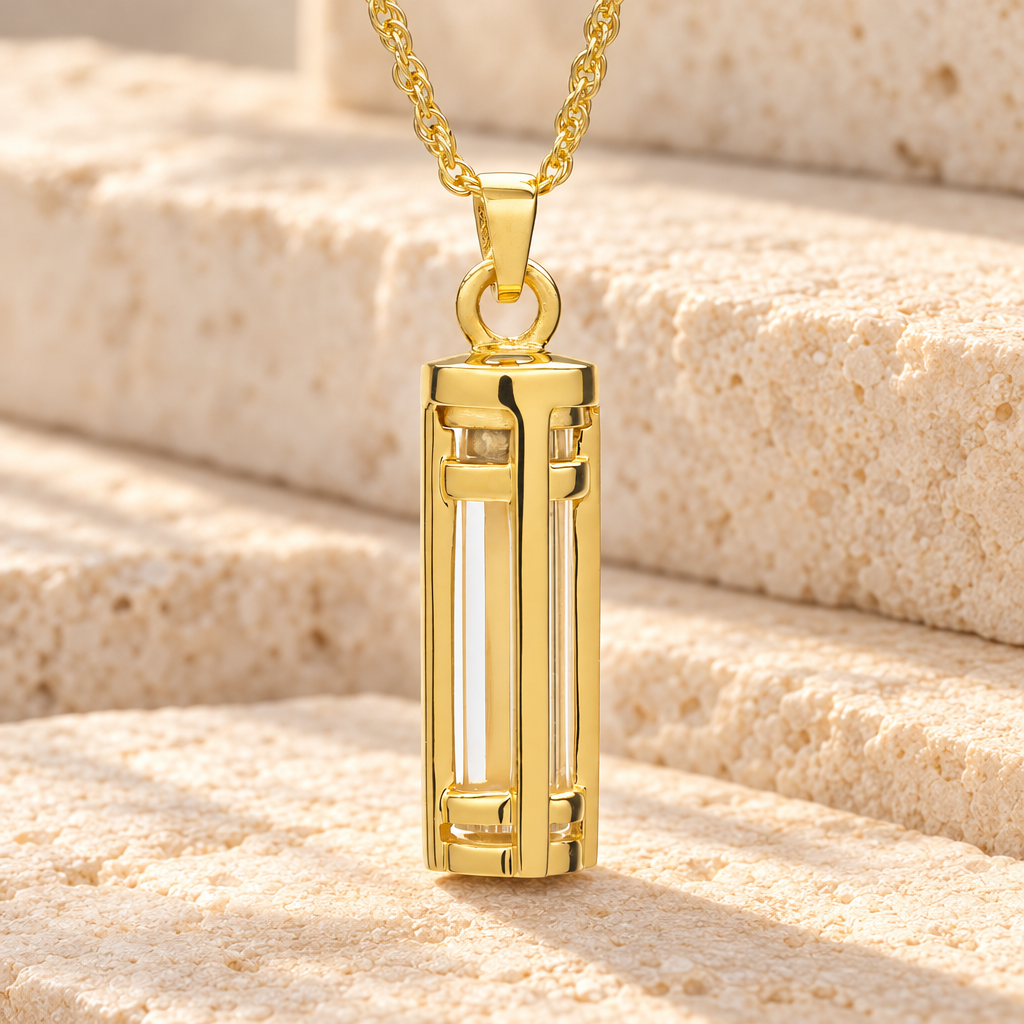 Fulfillment Gold Plated Cylinder Memorial Pendant — main — evr6312