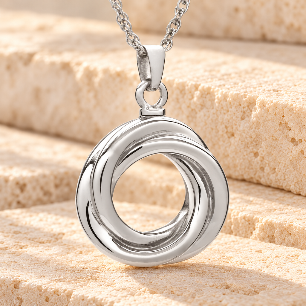 Sterling Silver Ringed Eternity Urn Necklace — main — evr873ss