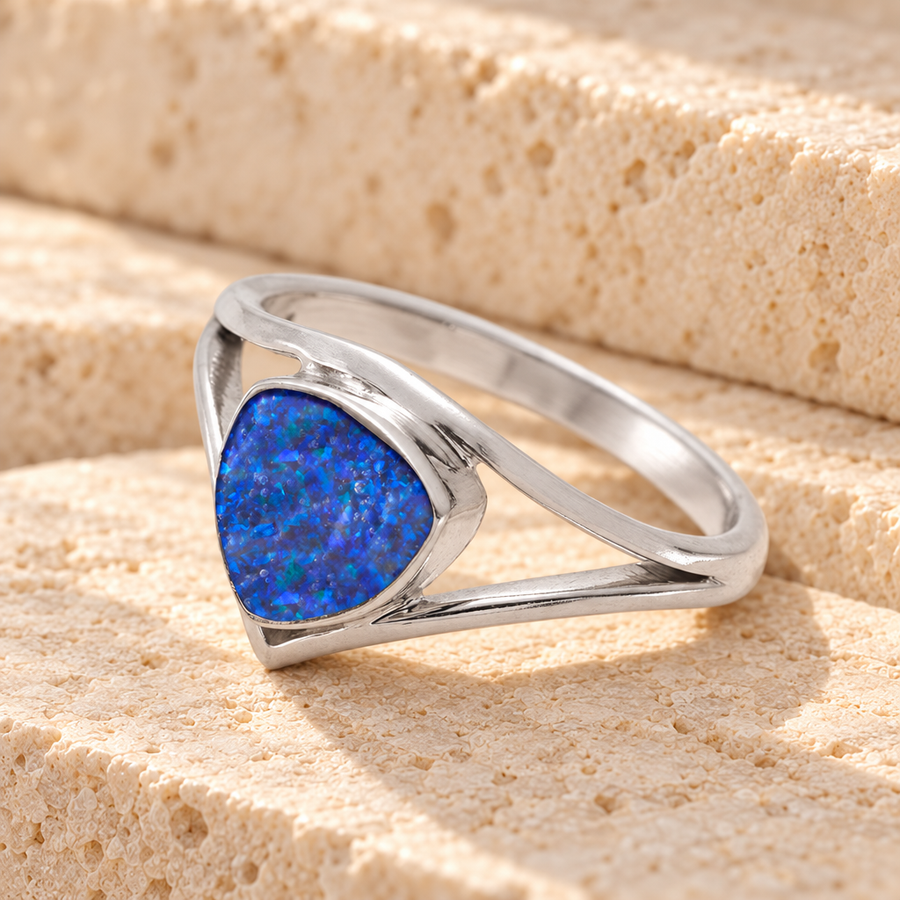 Women's Sterling Silver Willowbrook Ash Ring with Opal Blue Waters