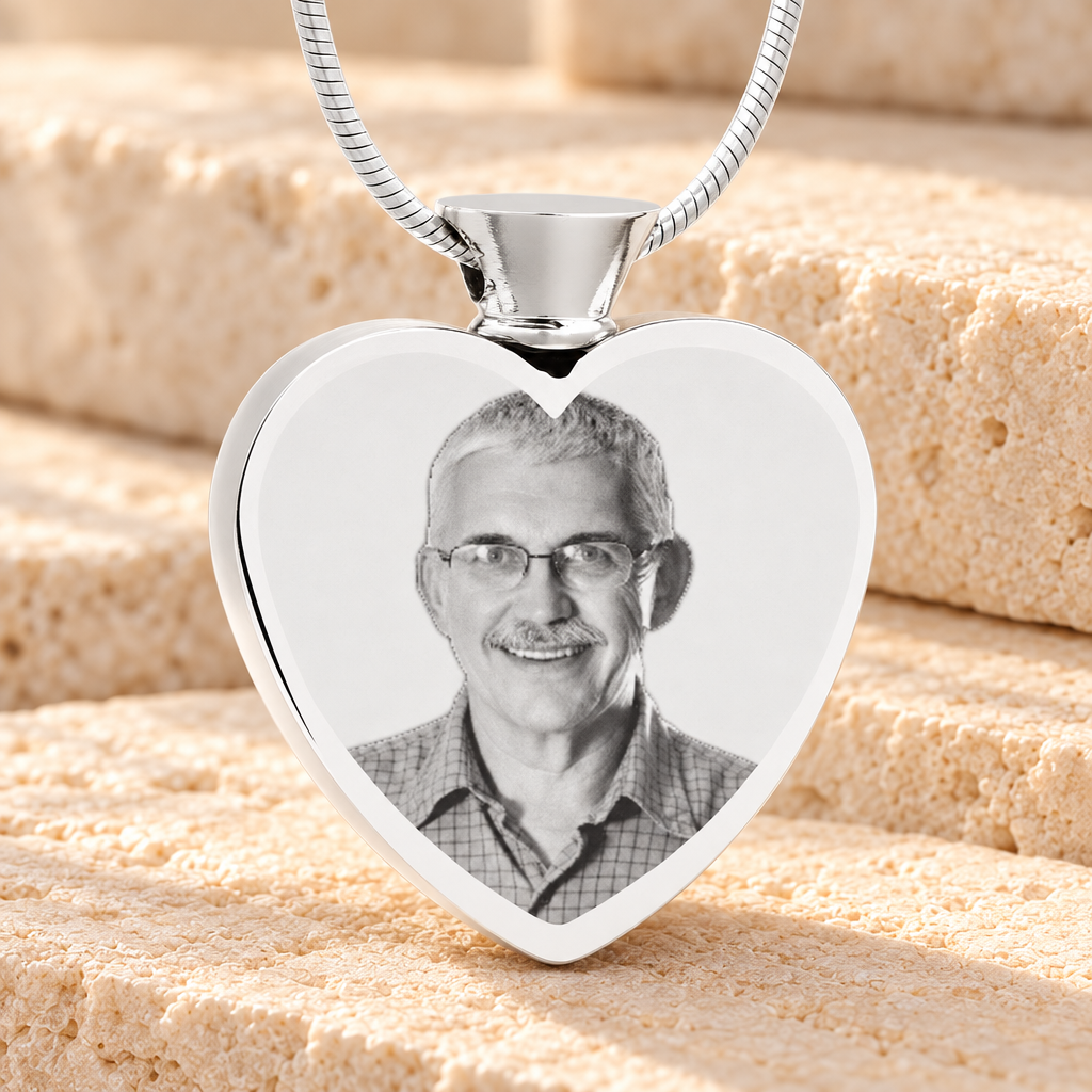 Heart Stainless Steel Picture Engraved Ash Pendant — main — evr6556ss