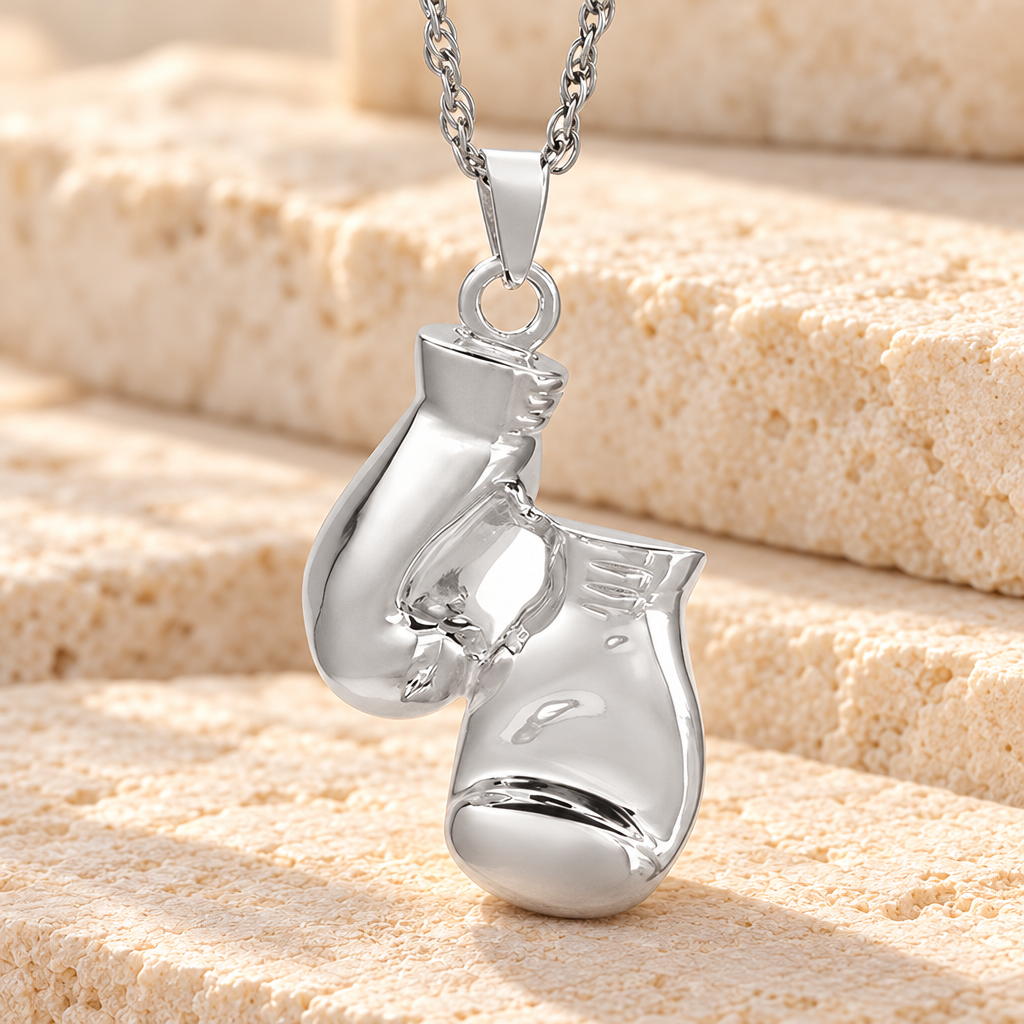 Sterling Silver Boxing Necklace Urn — main — evr953ss