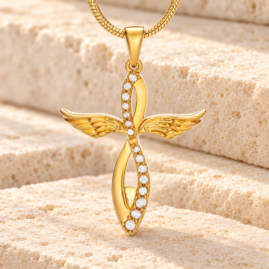 Gold Splendor Cross Urn Pendant — main — evr6760g