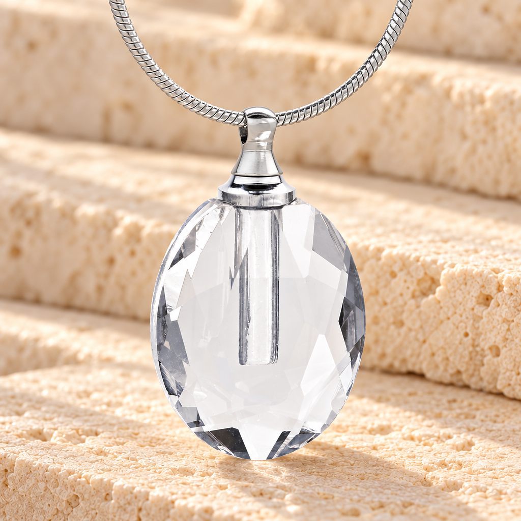 Glass Locket Clear Rounded Cremation Jewelry — main product image