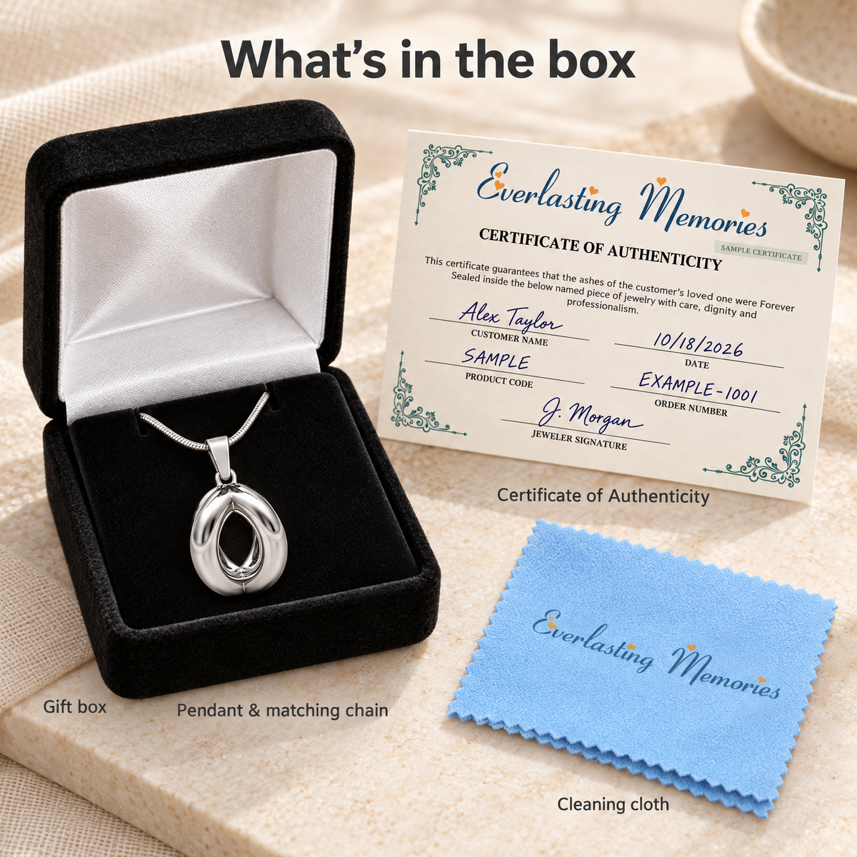 14K White Gold Open Ardor Forever Sealed Memorial Jewelry — whats in box — evr20028wgfs
