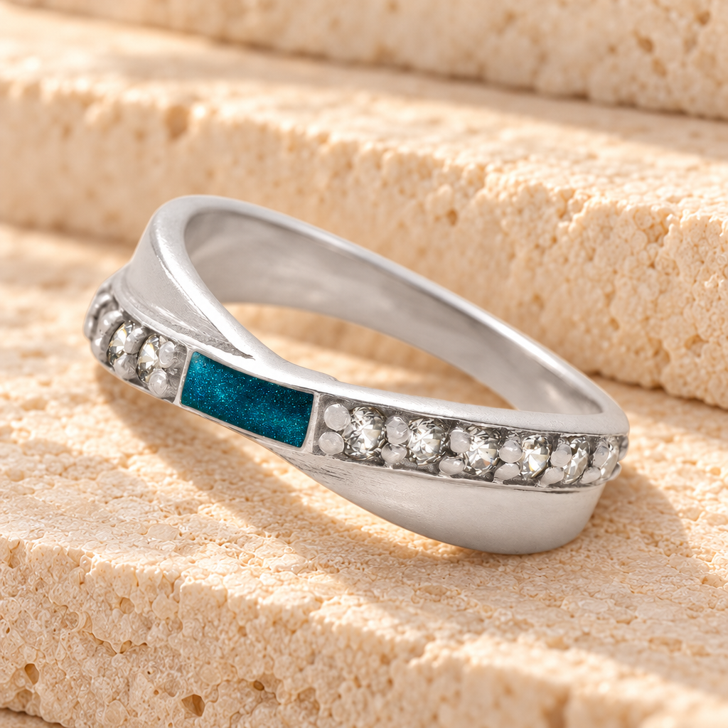 Women's Sterling Silver Claiborne Ash Ring with Aqua — main product image