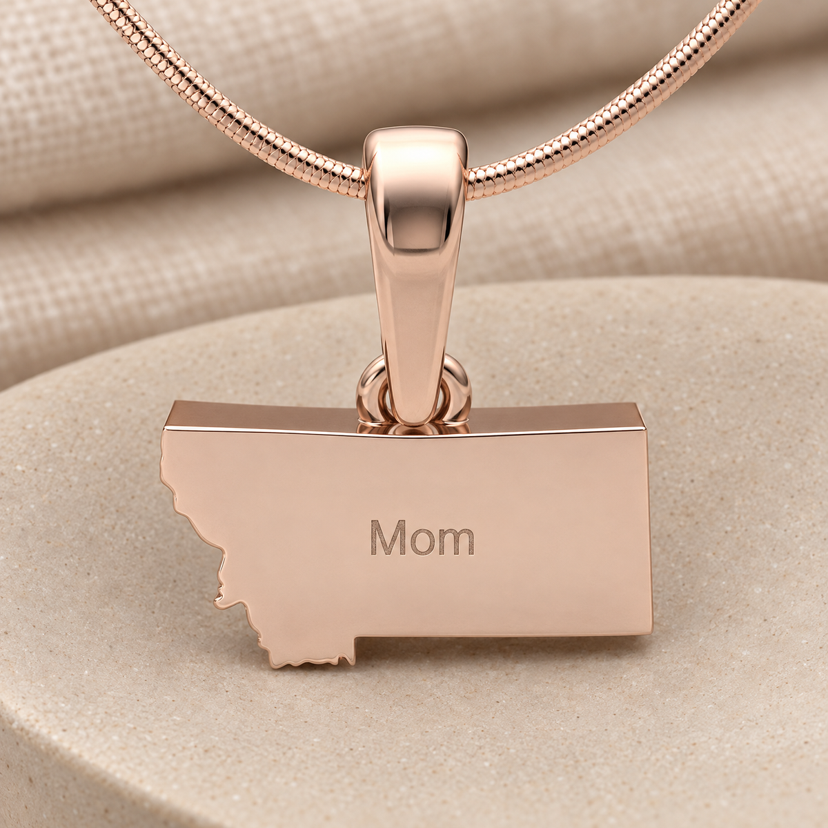 Rose Gold Plated My State Forever Sealed Memorial Jewelry — rear engraving — evr20033rgfs