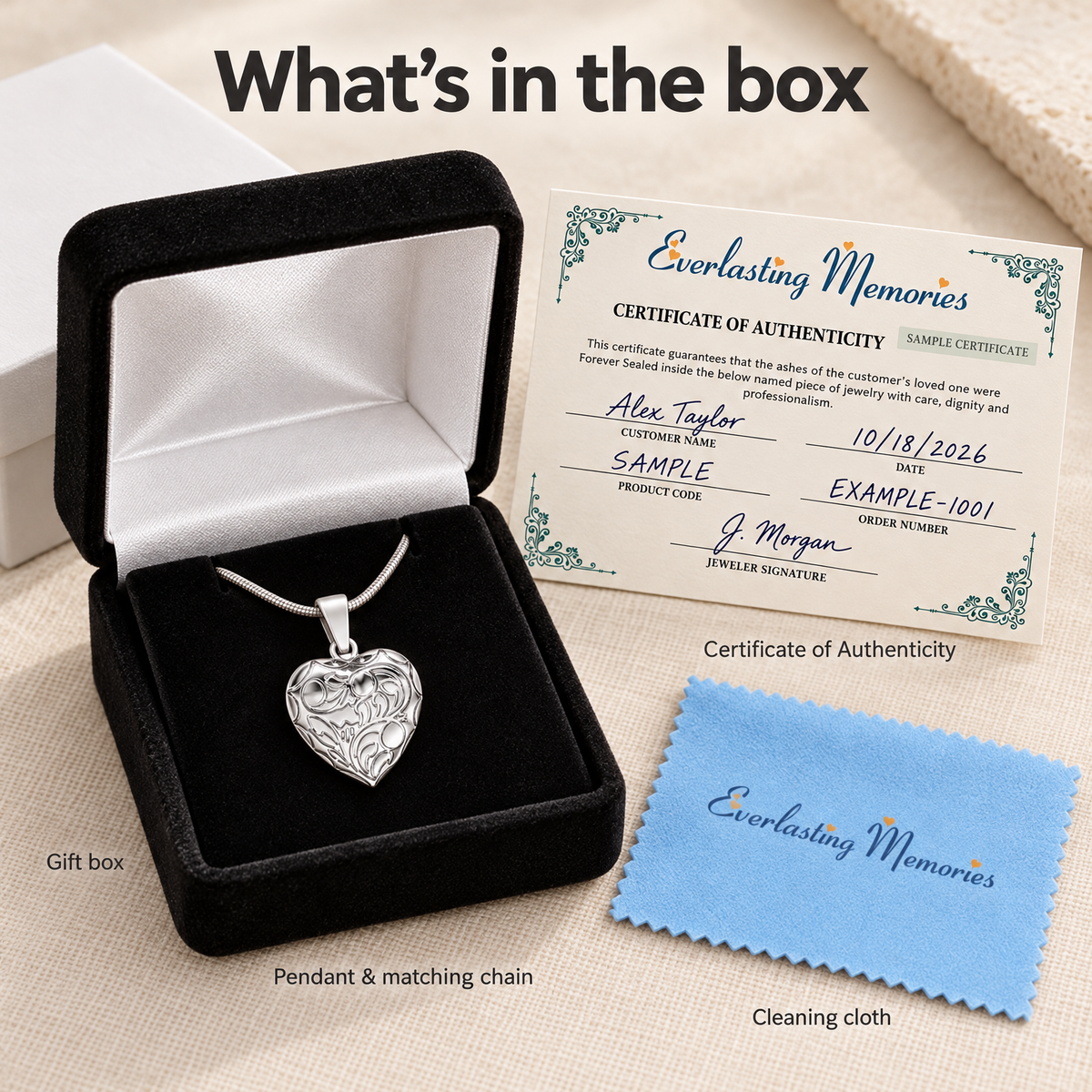 Sterling Silver Scrolled Heart Forever Sealed Memorial Jewelry — whats in box — evr20044fs