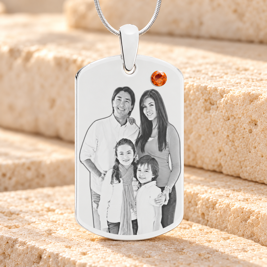 Birthstone Large Dog Tag November Photo Engraved Stainless Keepsake — main product image