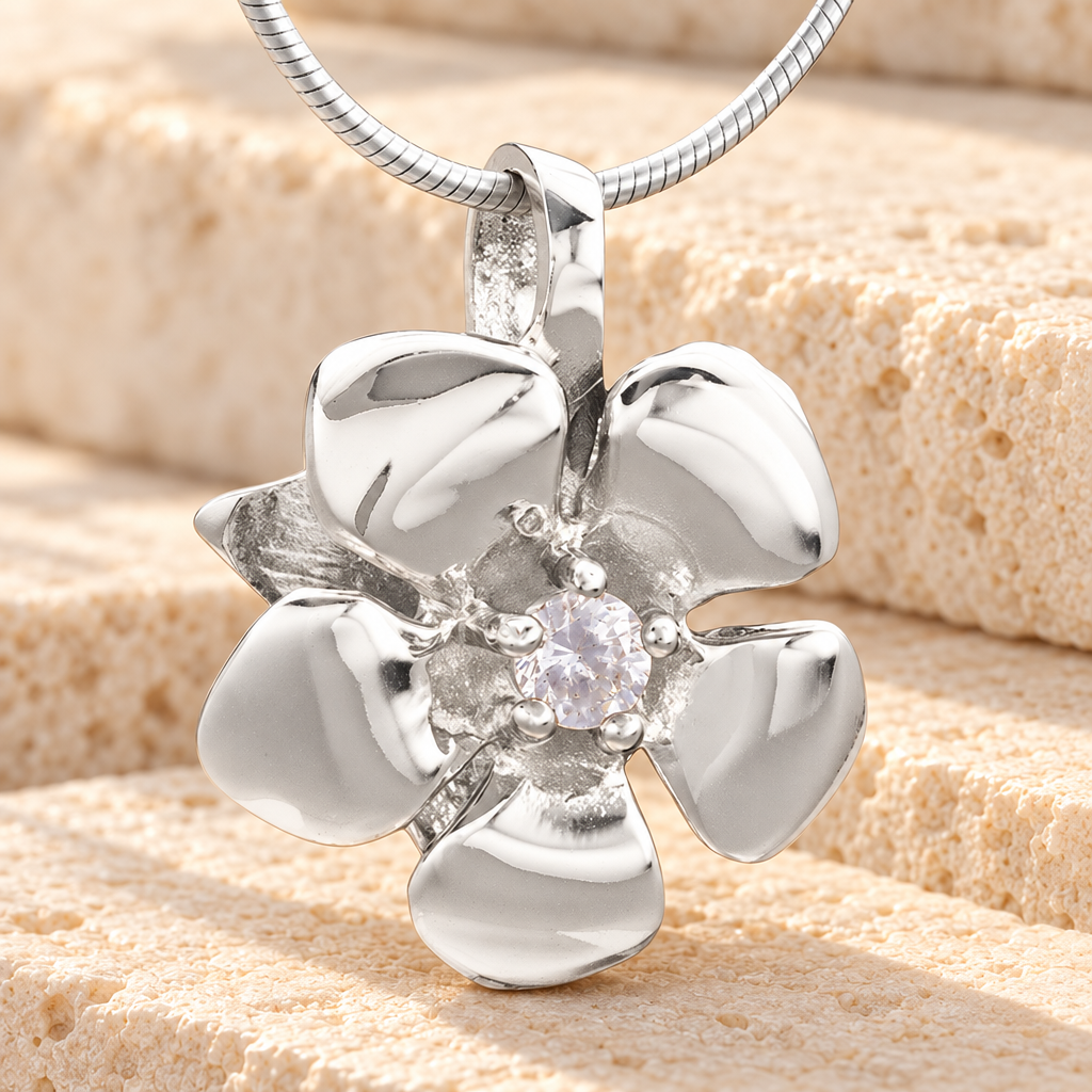 Silver Daisy Cremation Jewelry — main — evr6487ss