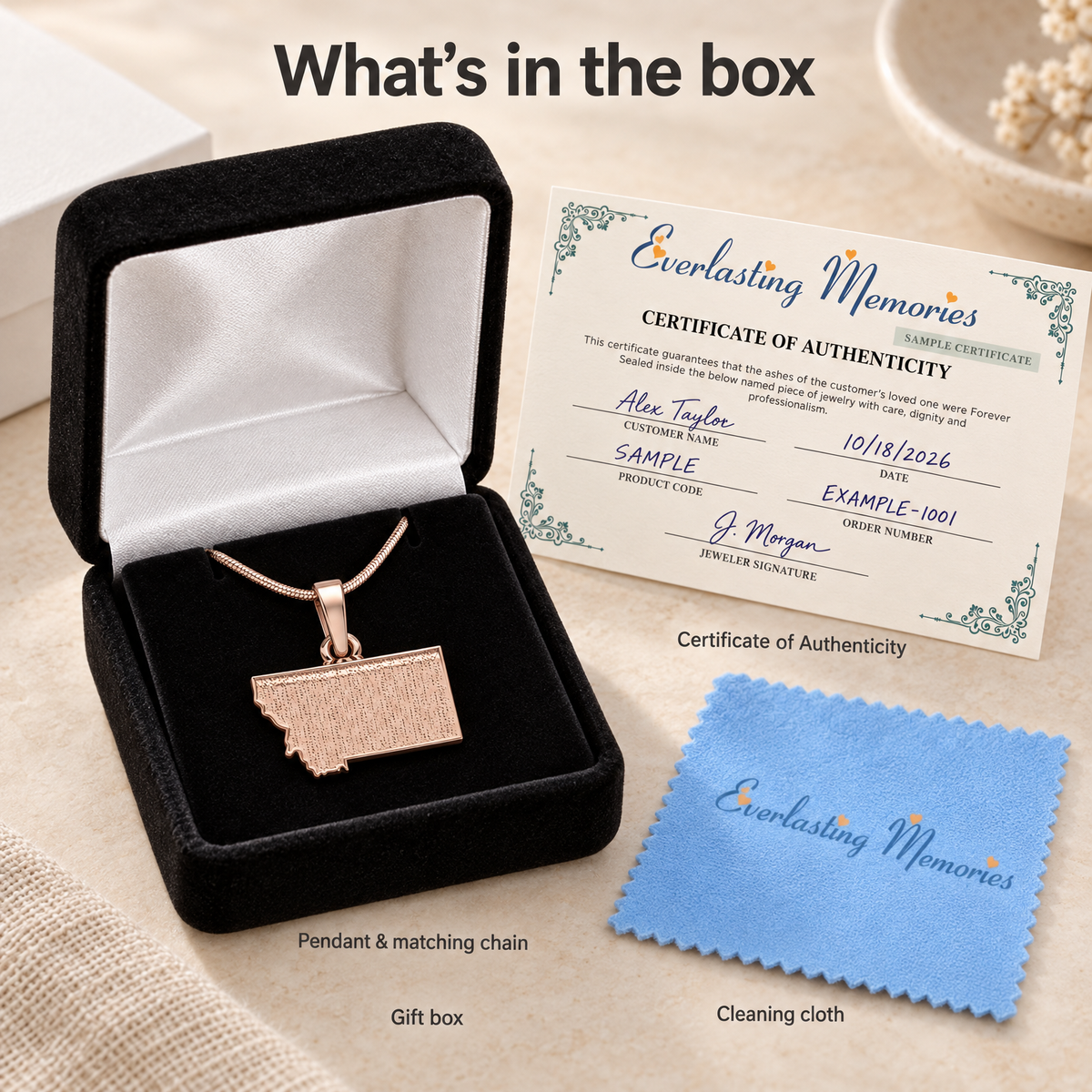 Rose Gold Plated My State Forever Sealed Memorial Jewelry — whats in box — evr20033rgfs