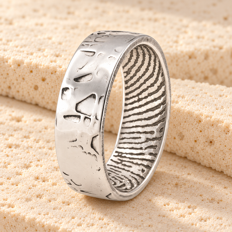 Decorative Sterling Women's Fingerprint Ring