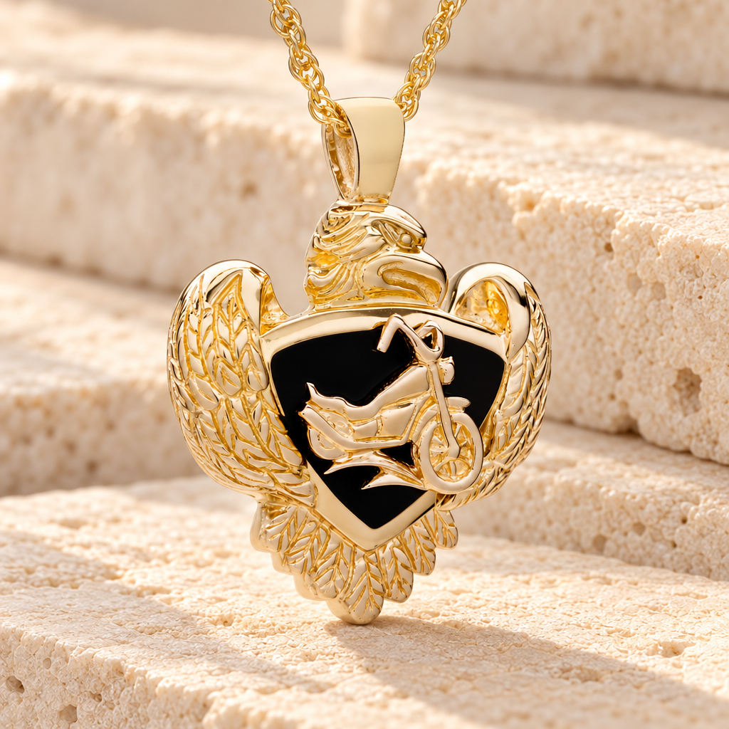 Gold Plated Night Rider Cremation Keepsake — main — evr954gv