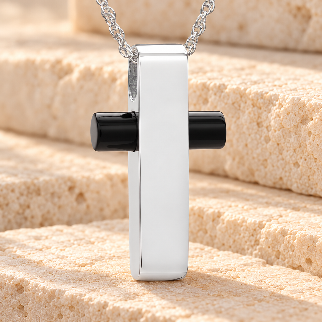 Sterling Silver Barred Cross Funeral Jewelry — main — evr868ss