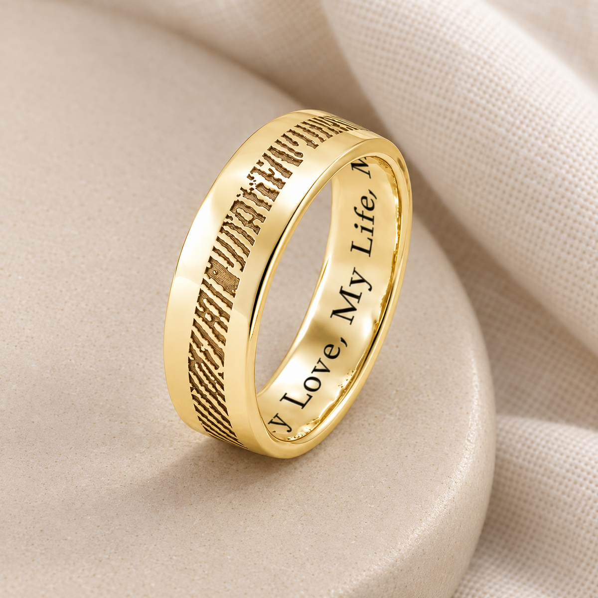 Women's Slender Line Solid 14k Gold Fingerprint Ring — alternate view — evr30002kg