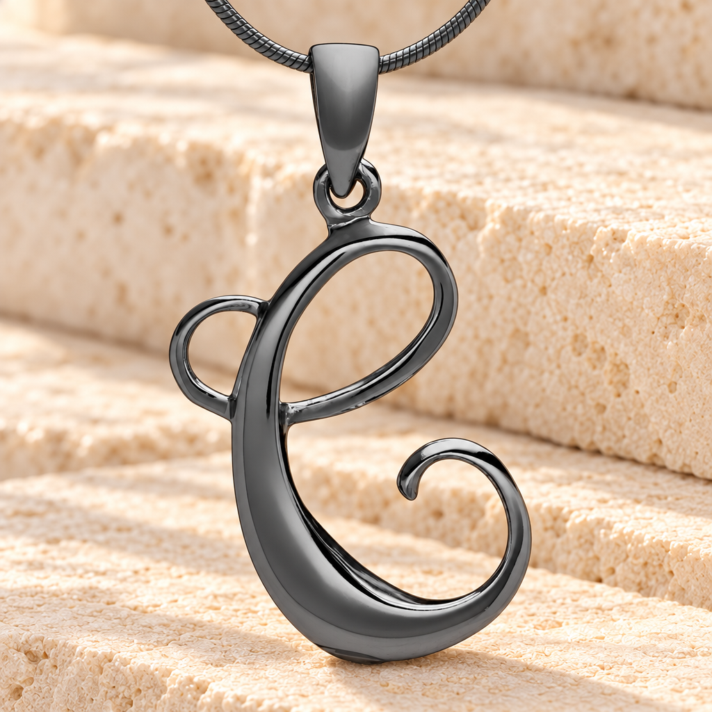 Black "C" Initial Cremation Jewelry — main — evr6423b