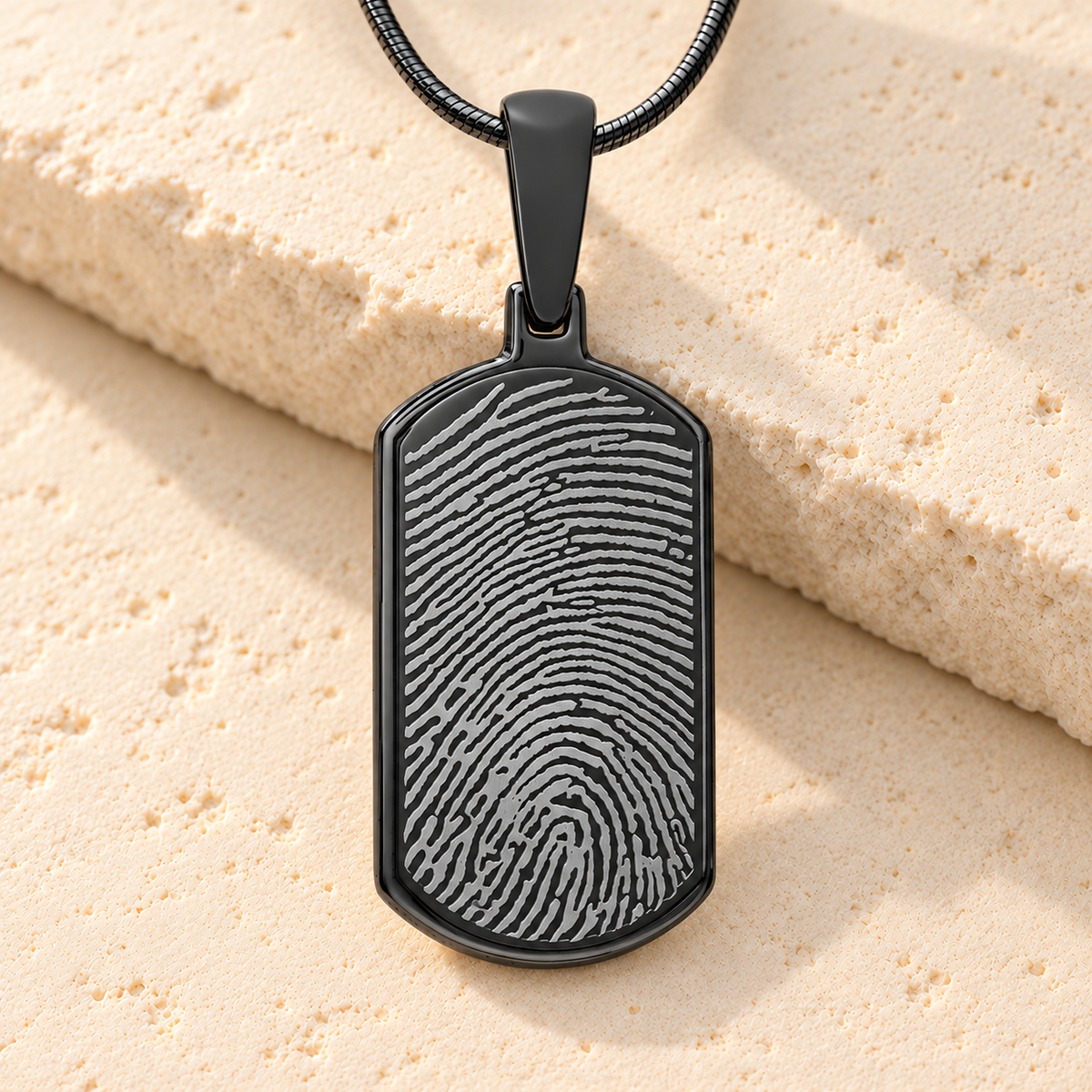 Dog Tag Black Plated Fingerprint Necklace — main — evr4708bl