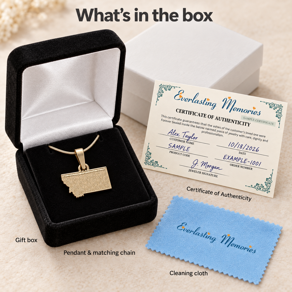 14K Gold My State Forever Sealed Memorial Jewelry — whats in box — evr20033kgfs