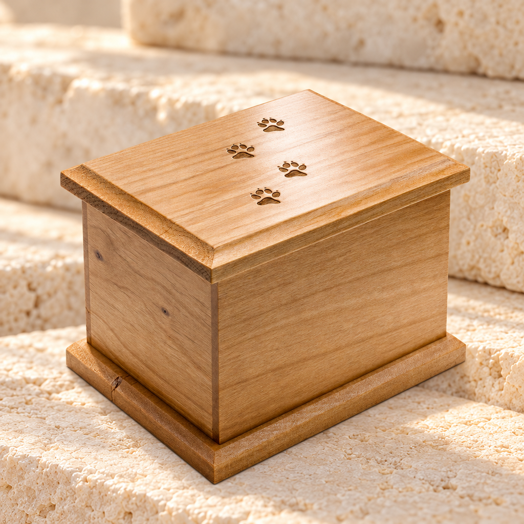 Small Alder Cremation Urn w/ Pawprints — main — evr9112