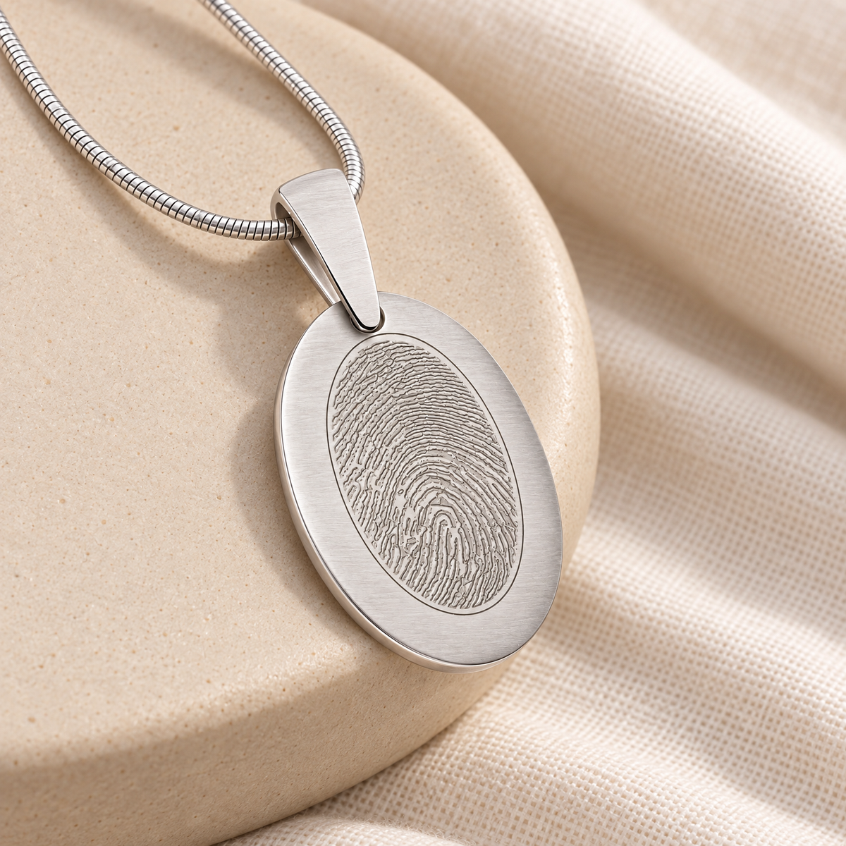 Stainless Steel Mirror Image Fingerprint Necklace — alternate view — evr4791ss