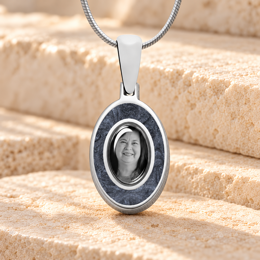 Oval Sterling Silver Picture Pendant With Milky Ashes — main product image