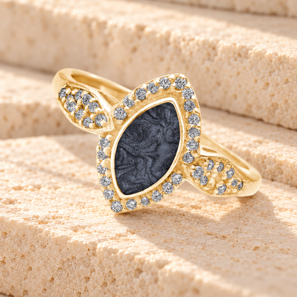 Solid 14K Gold Women's Sanctuary Ash Ring with Slate — main product image