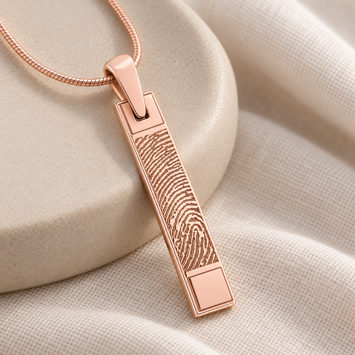 Barred Rose Gold Plated Fingerprint Necklace — alternate view — evr4732rg