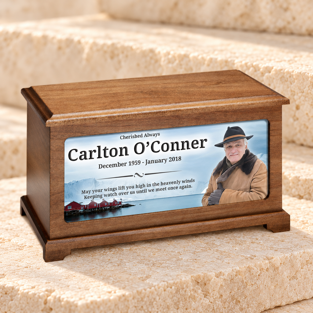 Fishing Village Urn With Photo — main product image