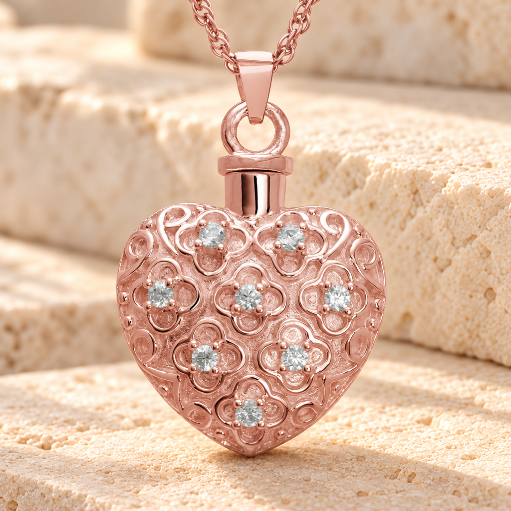 14K Rose Gold Twinkle Heart Jewelry Urn — main product image