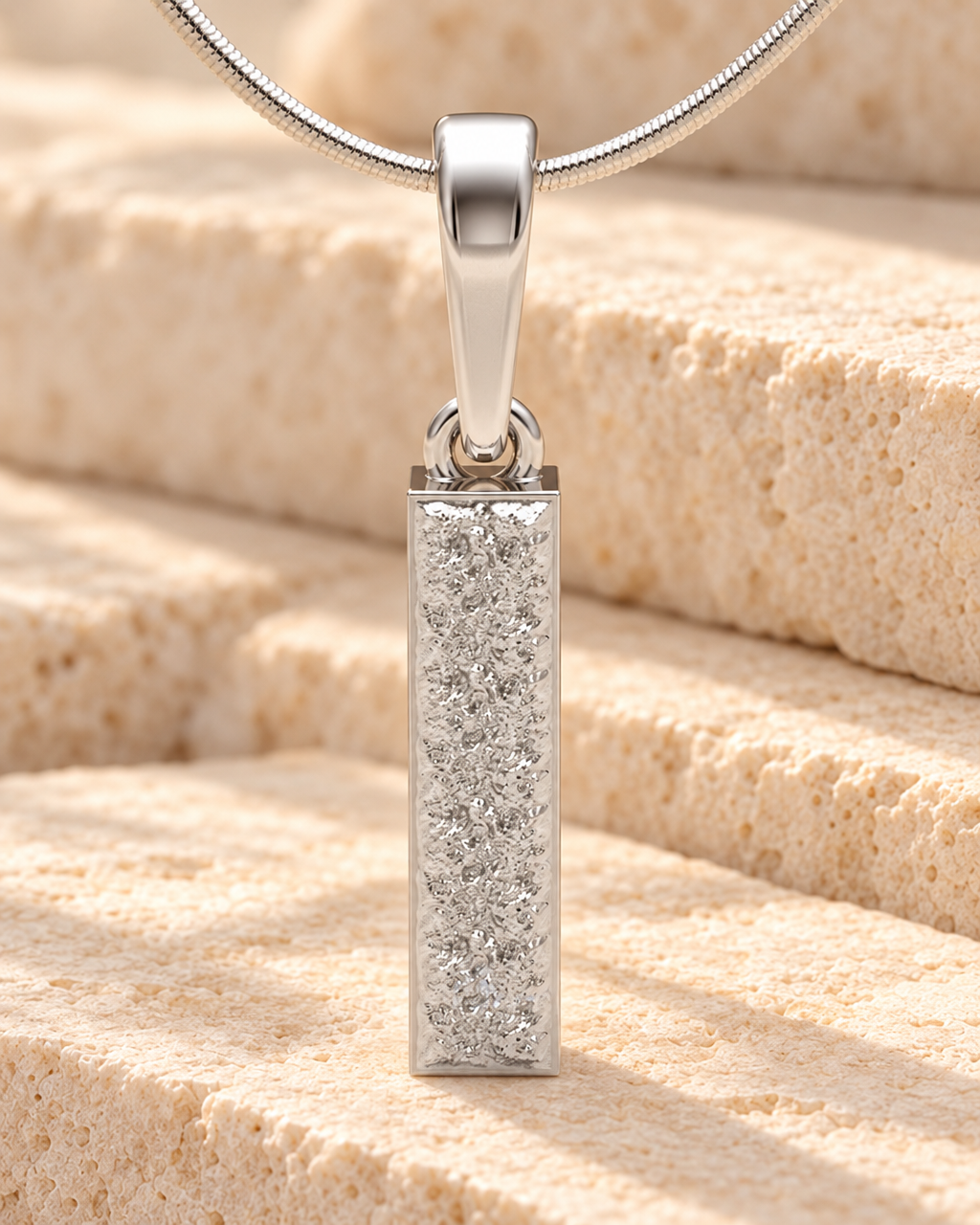 Solid 14k White Gold Textured Cylinder Forever Sealed Memorial Jewelry — main — evr20052wgfs