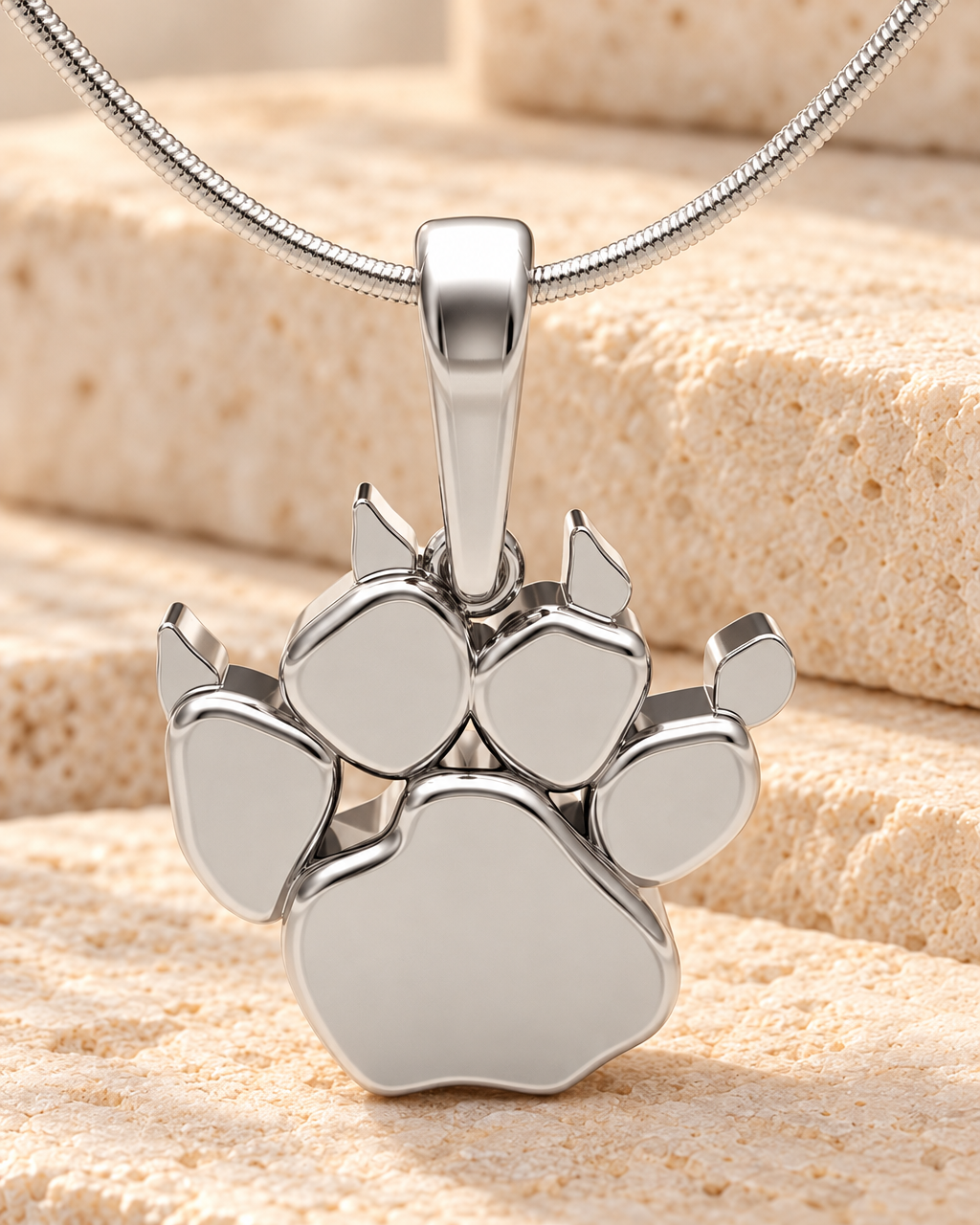 Solid 14k White Gold Pawprint Forever Sealed Memorial Jewelry — main — evr20053wgfs