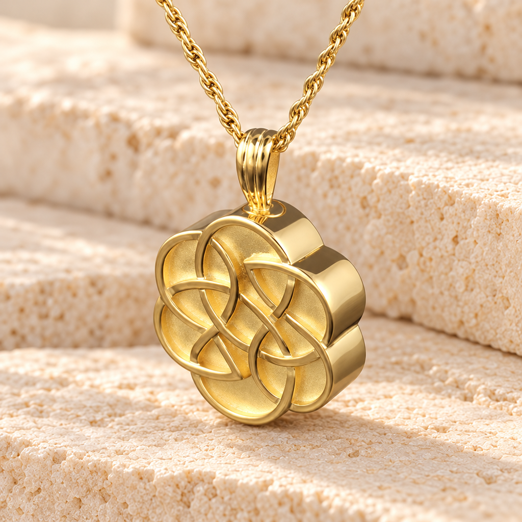 14k Gold Celtic Flower Cremation Keepsake — main — evr6035kg