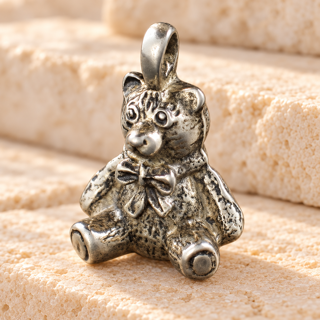 White Bronze Teddy Bear Memorial Locket — main — evr508p