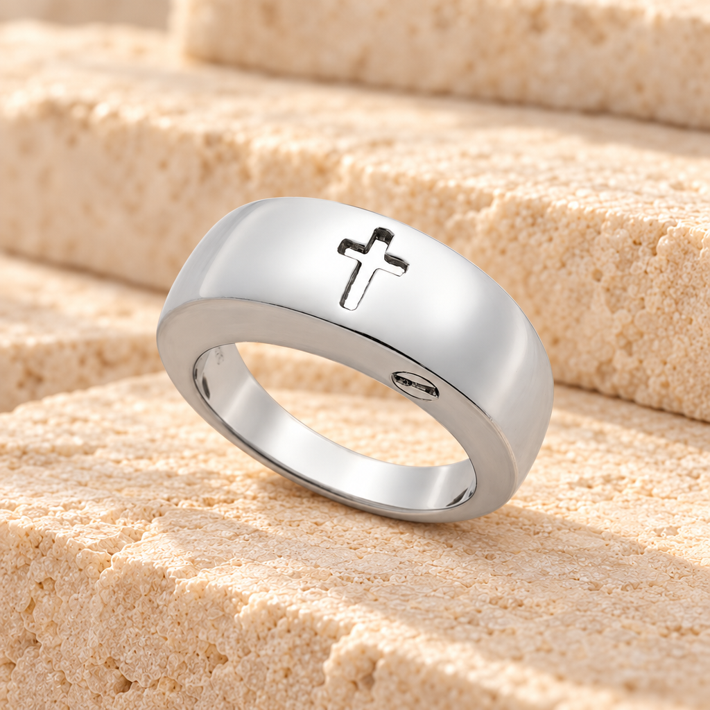 Men's Holy Silver Cross Ashes Ring — main product image