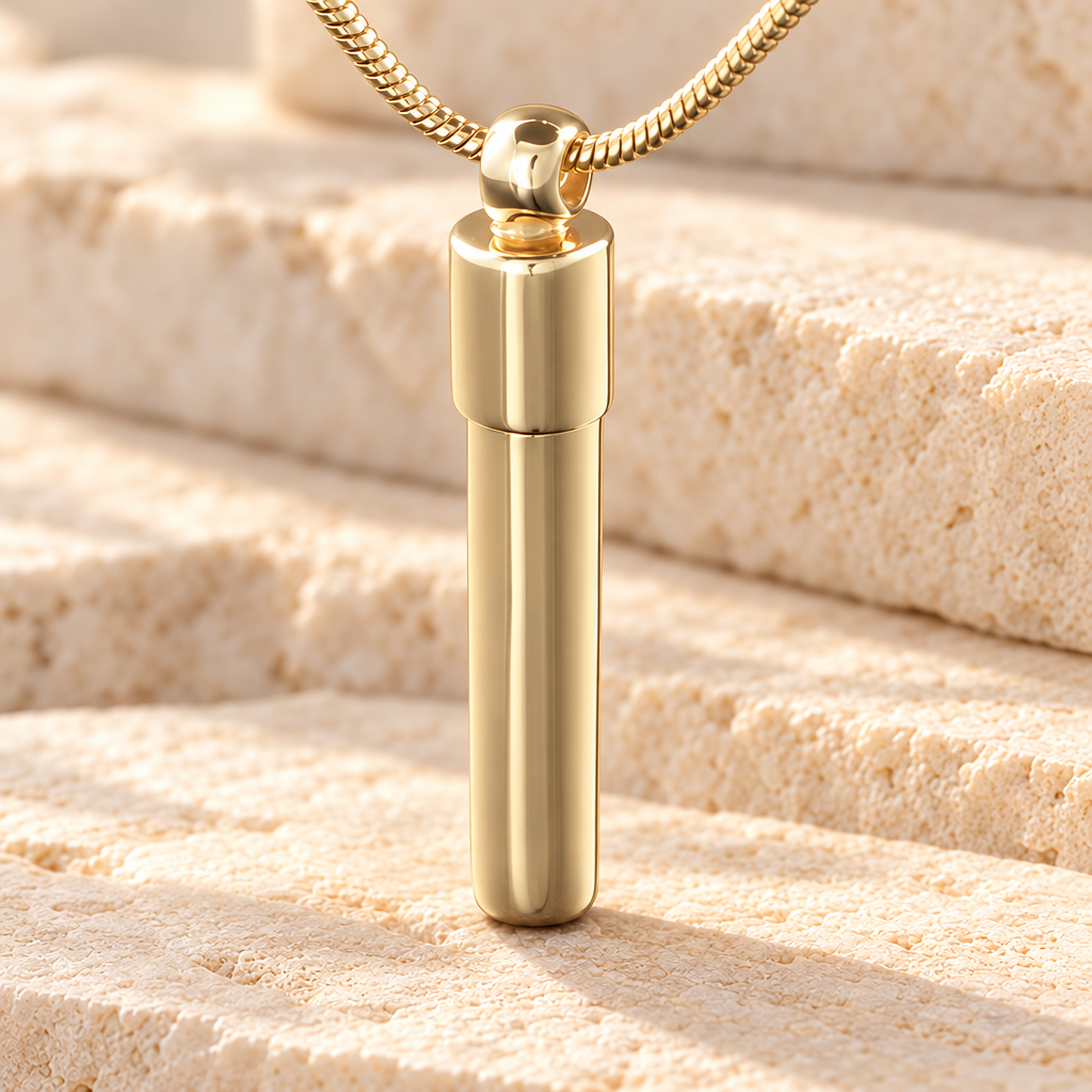 14K Gold Cylinder Urn Keepsake — main — evr115kg