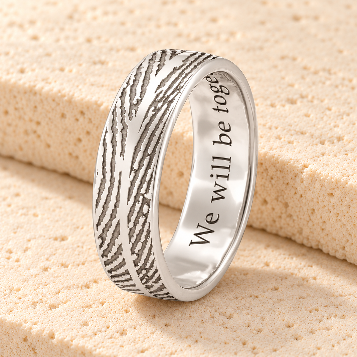 Women's Double Print Solid 14k White Gold Fingerprint Ring — main — evr30013wg