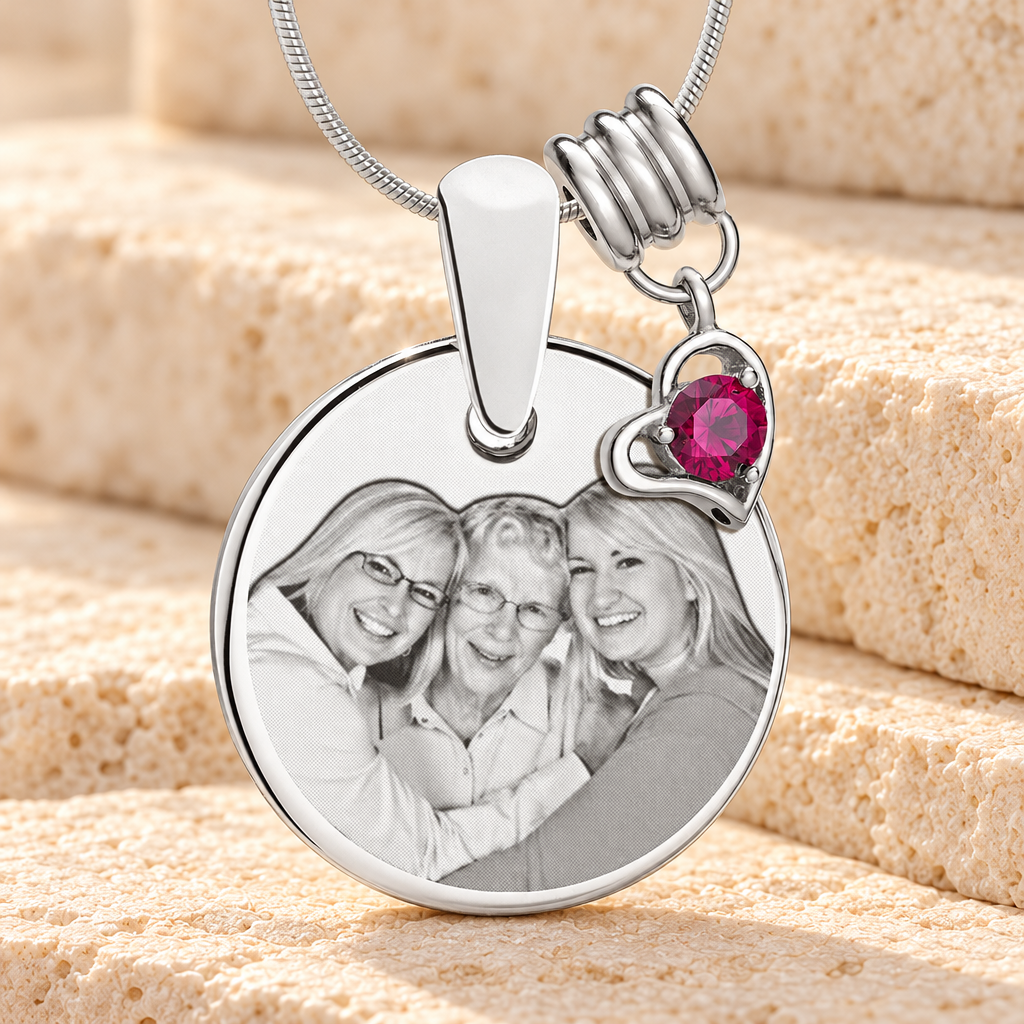 Round July Photo Engraved Stainless Keepsake — main — evr6401jul