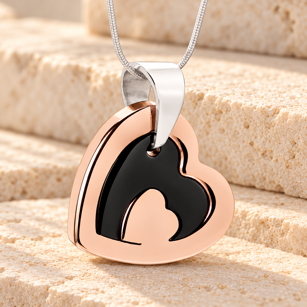 Rose Gold Honesty Heart Necklace Urn — main — evr1504brg