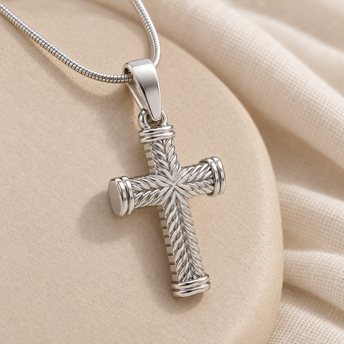 Cable Cross Forever Sealed Memorial Jewelry — alternate view — evr20026ssfs