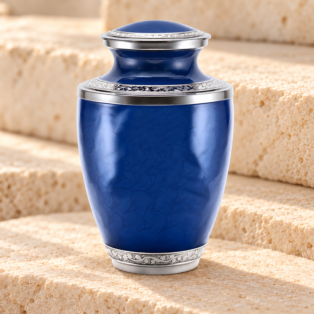 Pearl Beauty Ocean Blue Individual Cremation Urn — main product image